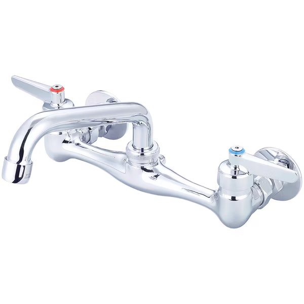 Two Handle Wallmount Kitchen Faucet, NPT, Wallmount, Polished Chrome, Weight: 3.7, Central Brass, Mfr#: 80047-TLE0